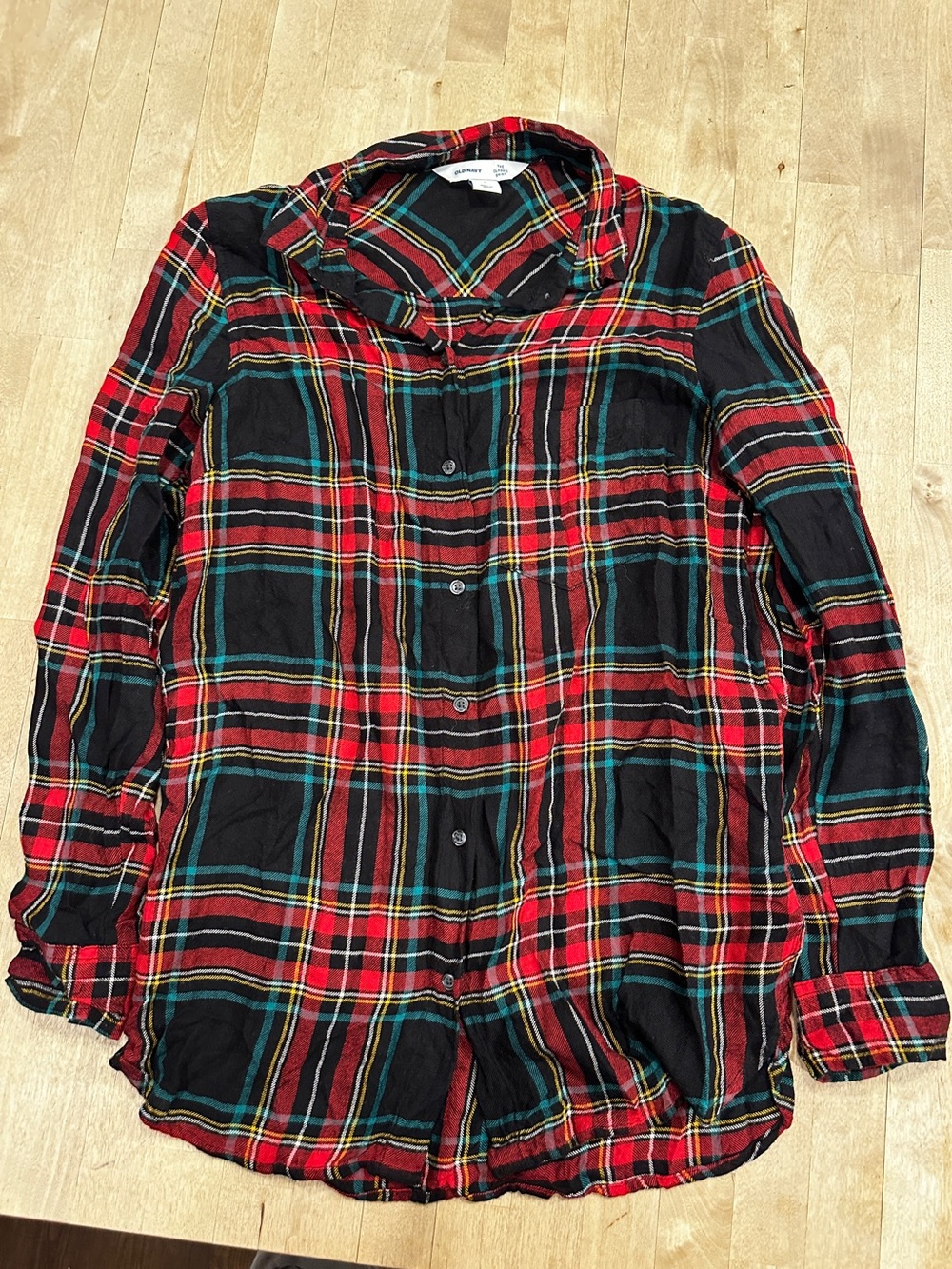 Old Navy Red and Black Plaid Button-Down Shirt
